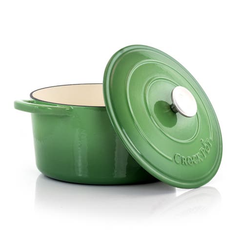 Crock-pot 7 Quarts Enameled Cast Iron Dutch Oven In Green