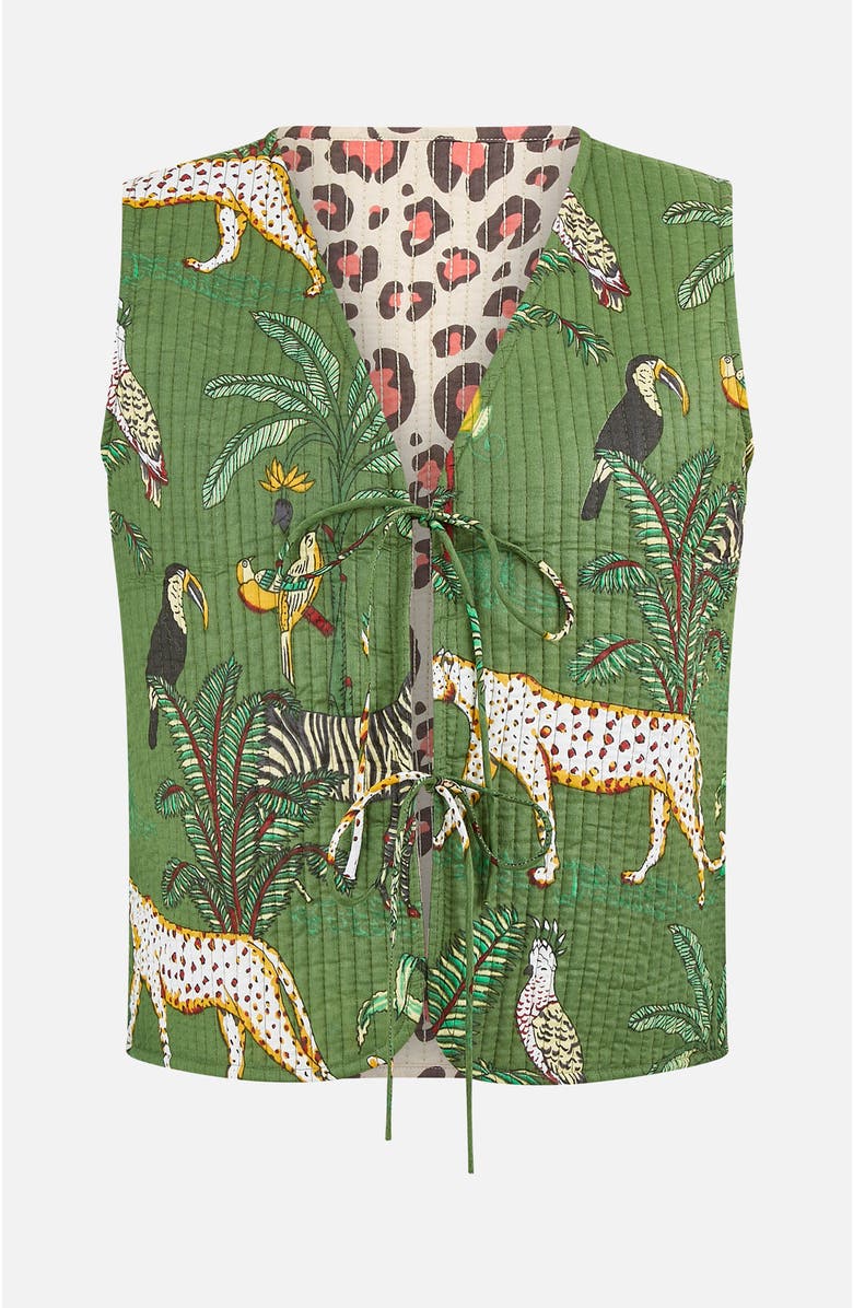 Yumi Animal Reversible Cotton Quilted Jacket, Alternate, color, Green