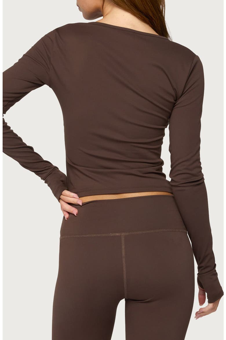 Seana V-Neck Long Sleeve Performance Top, Alternate, color, BROWN