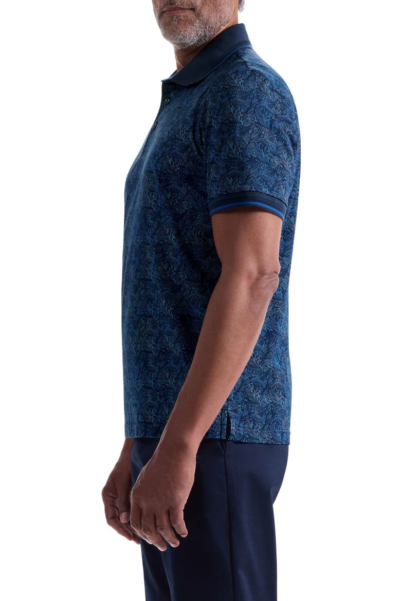 Vance OoohCotton® Leaf Print Polo, Alternate, color, NAVY