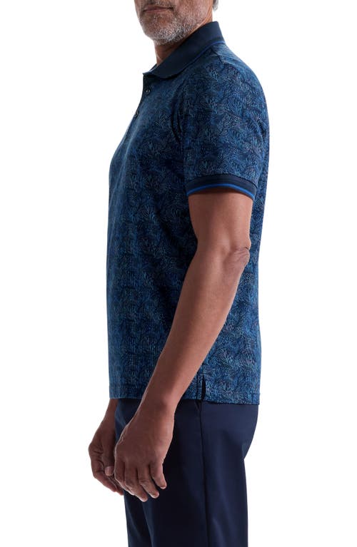 Bugatchi Vance Ooohcotton® Leaf Print Polo In Blue