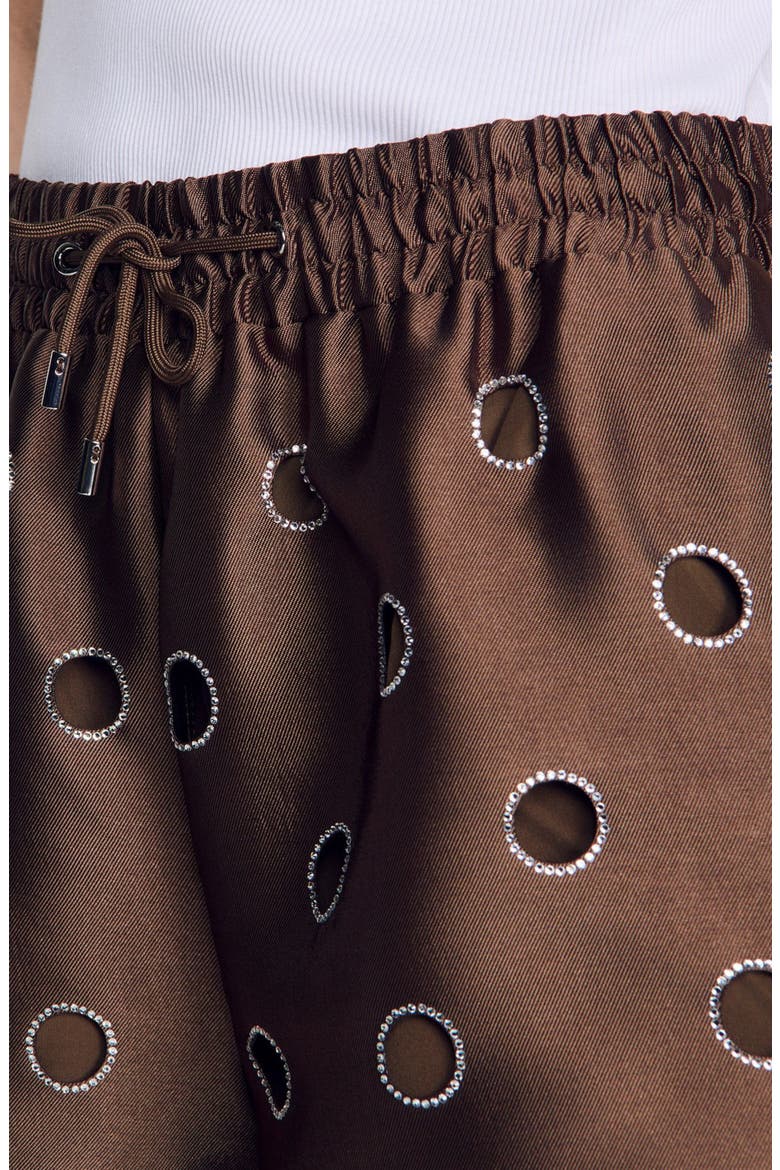 Distressed rhinestone shorts, Alternate, color, Brown
