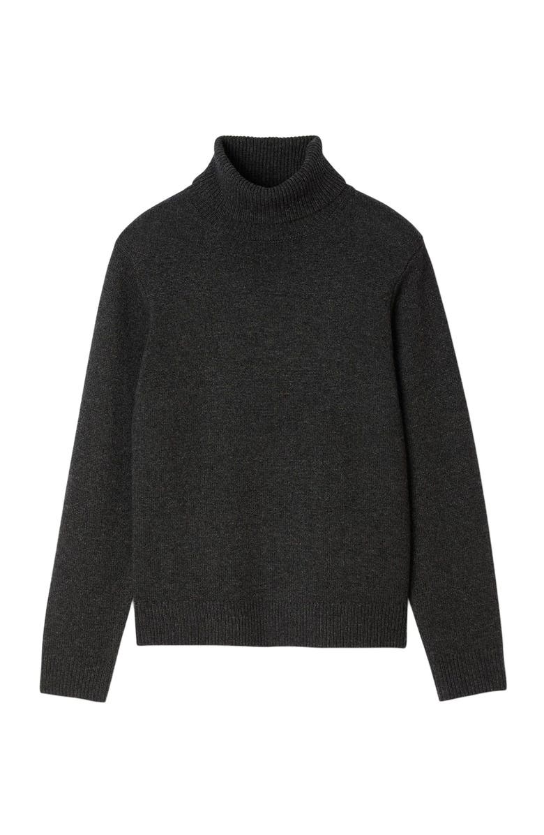 SANDRO Wool and cashmere turtleneck sweater, Alternate, color, Dark Grey