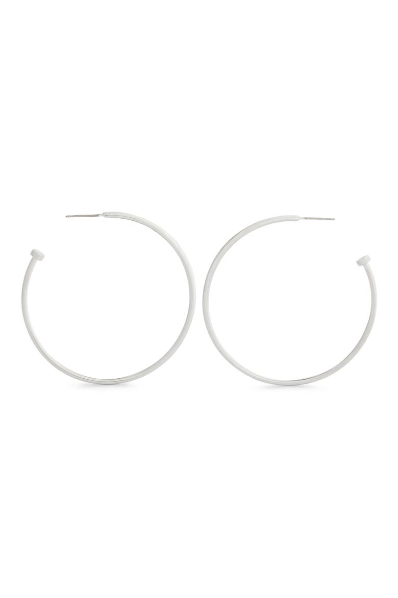 Large Core Hoop Earrings, Alternate, color, RHODIUM