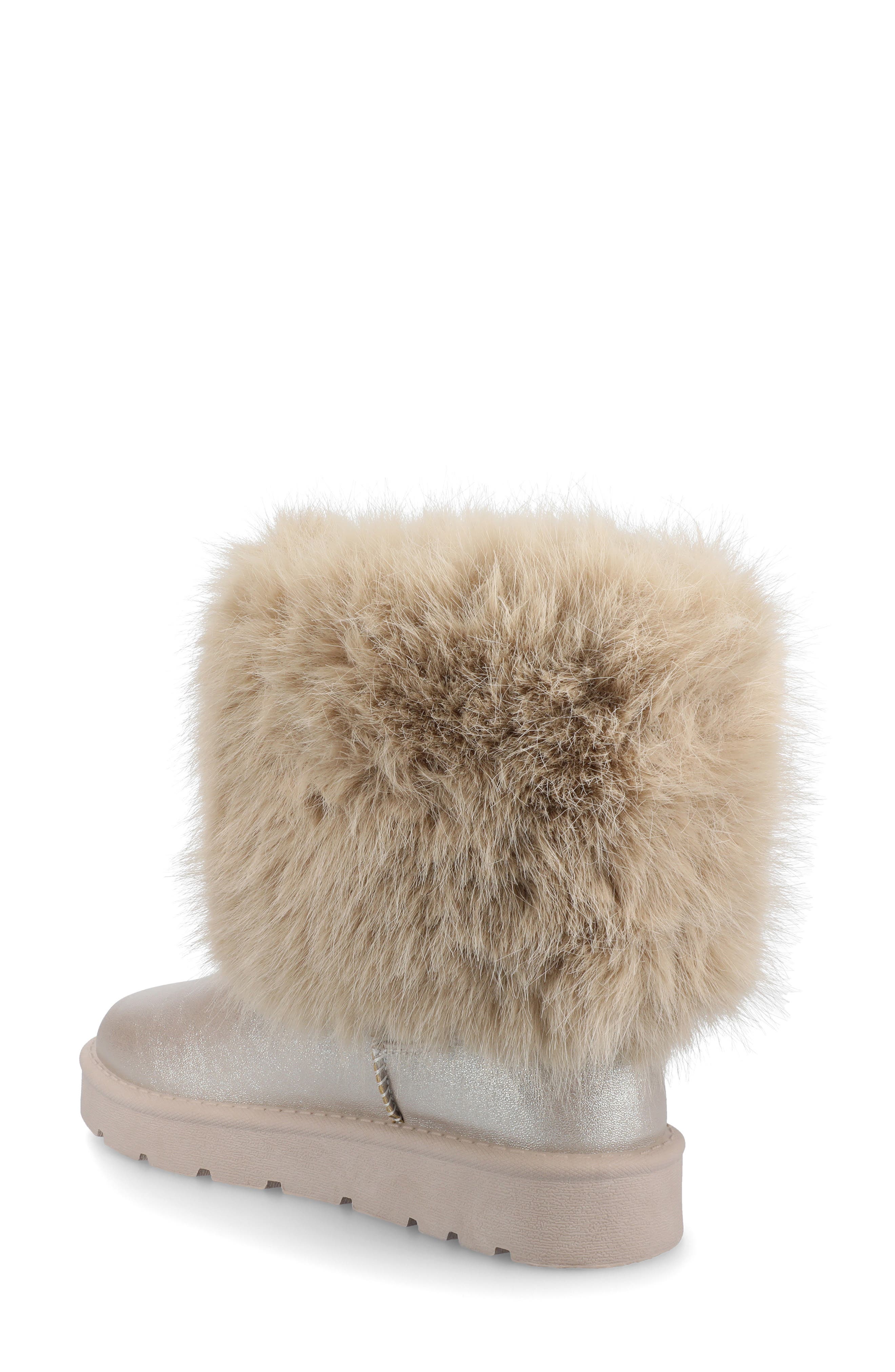 Journee Collection Shanay Faux Fur Boot, Alternate, color, Champagne