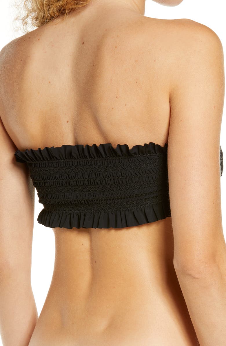 Tory Burch Costa Smocked Bandeau Bikini Top, Alternate, color, 