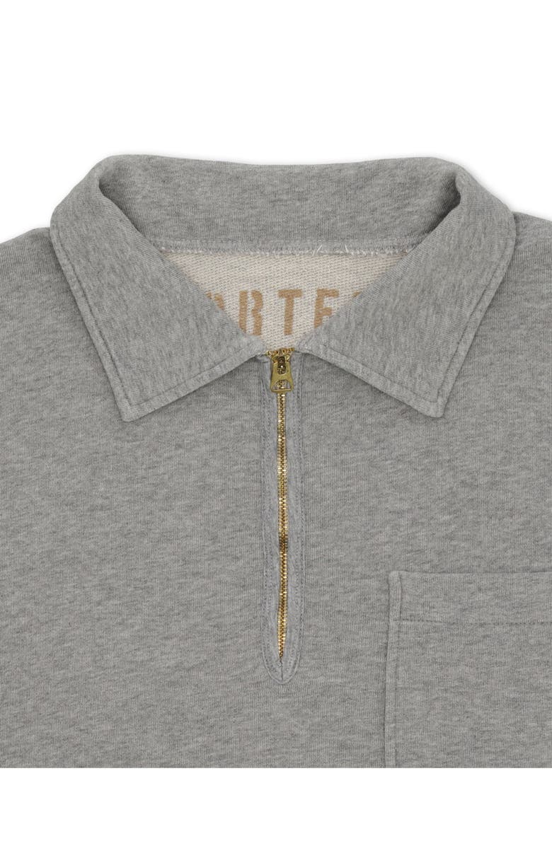 Fortela Yalepm Brushed Jersey Quarter Zip Collared Short Sleeve Sweatshirt, Alternate, color, Grey