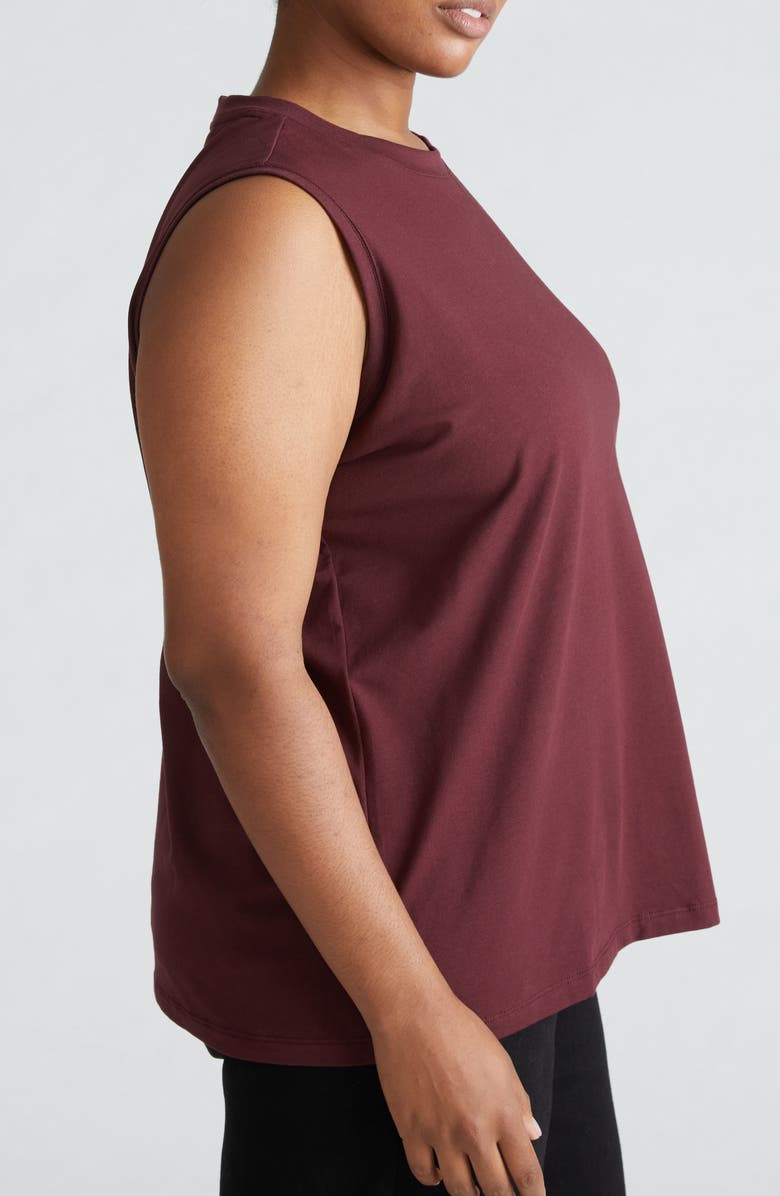 Universal Standard Patti Cotton Muscle Tank, Alternate, color, Black Cherry