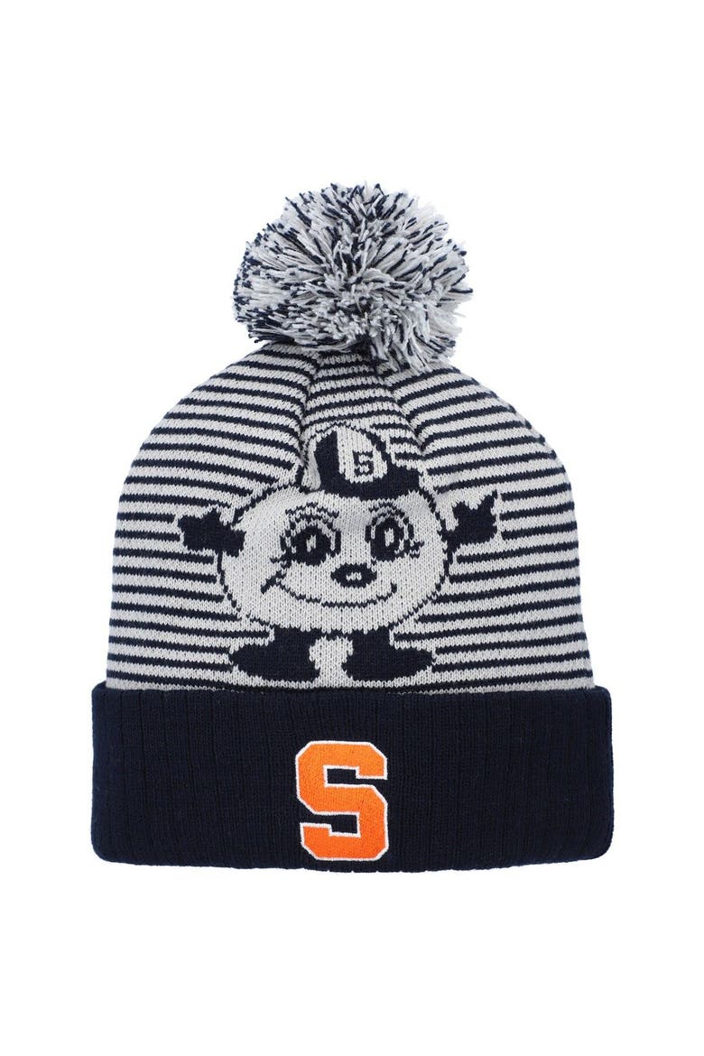 Men's Top of the World Navy Syracuse Orange Line Up Cuffed Knit Hat with Pom, Main, color, Navy