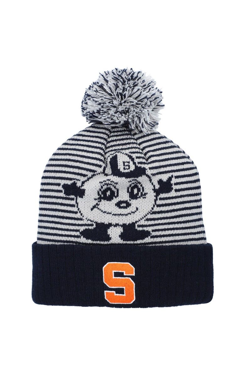 TOP OF THE WORLD Men's Top of the World Navy Syracuse Orange Line Up Cuffed Knit Hat with Pom, Main, color, 