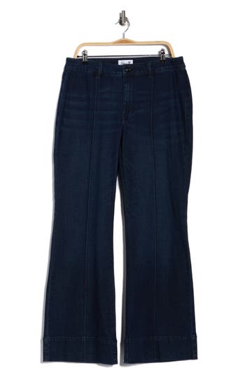 Seven7 Plus Size Pintuck Wide Leg Jeans In Blue
