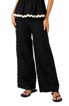 Petal & Pup Mollymook Rickrack Trim Cotton Wide Leg Pants