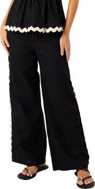 Petal & Pup Mollymook Rickrack Trim Cotton Wide Leg Pants