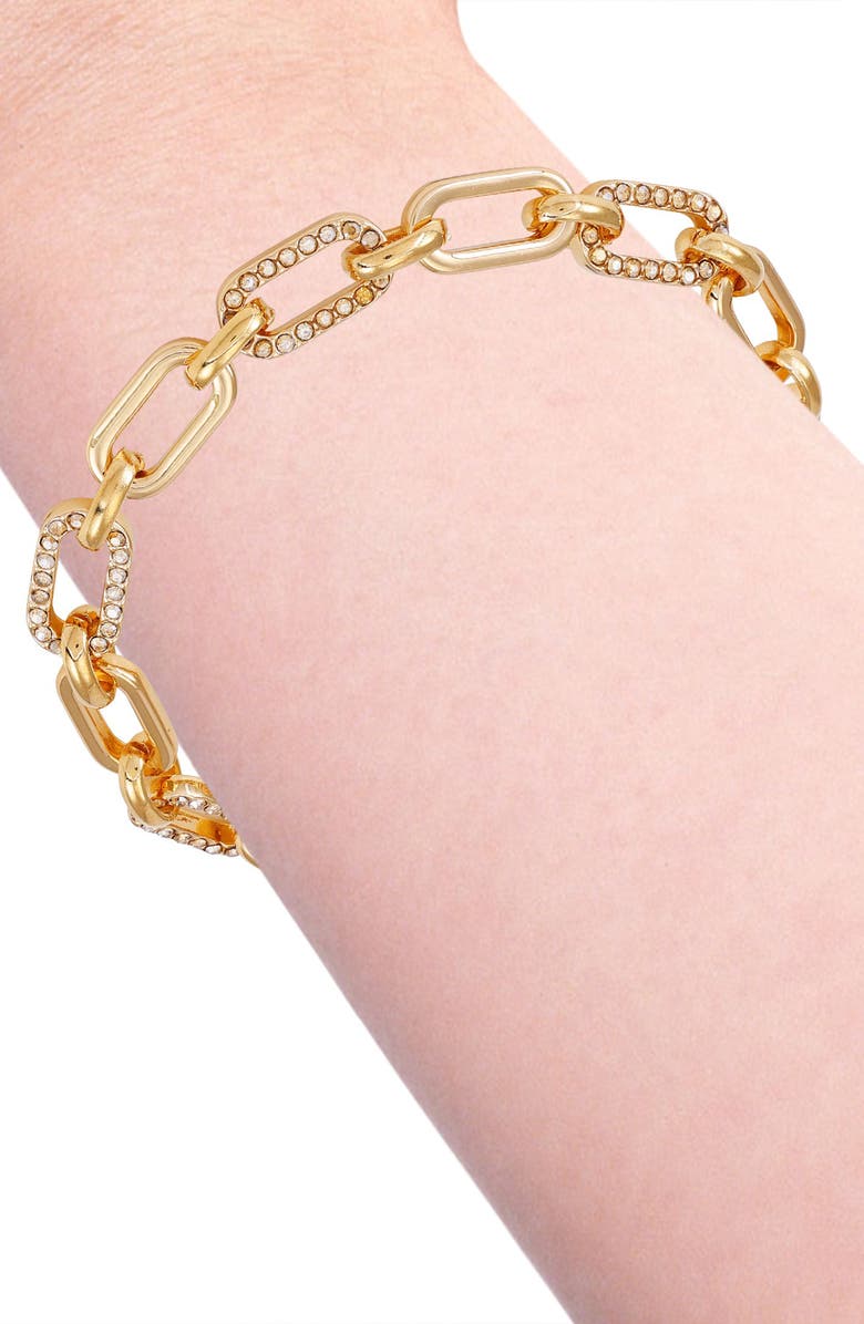 GUESS Crystal Link Toggle Bracelet, Alternate, color, Goldtone