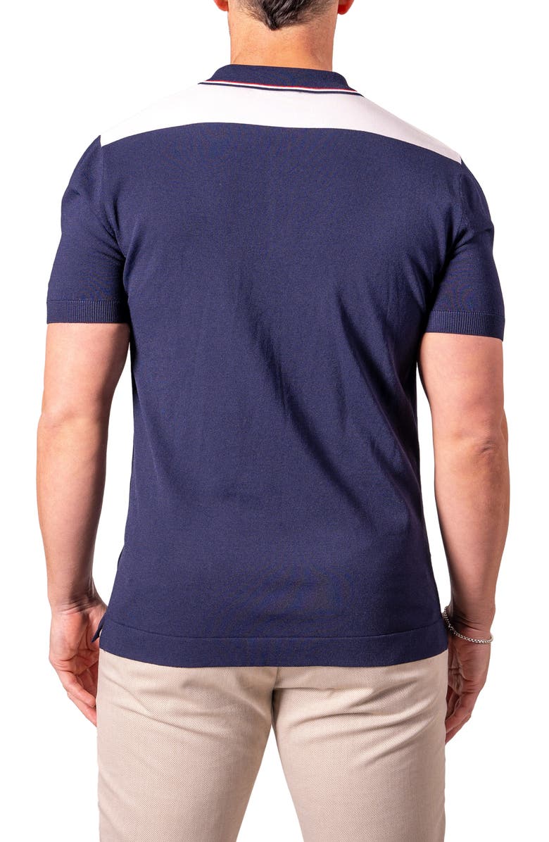 Maceoo Tipped Azure Colorblock Polo, Alternate, color, Blue