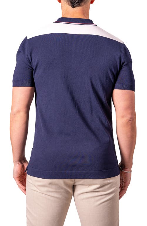 Maceoo Tipped Azure Colorblock Polo In Blue