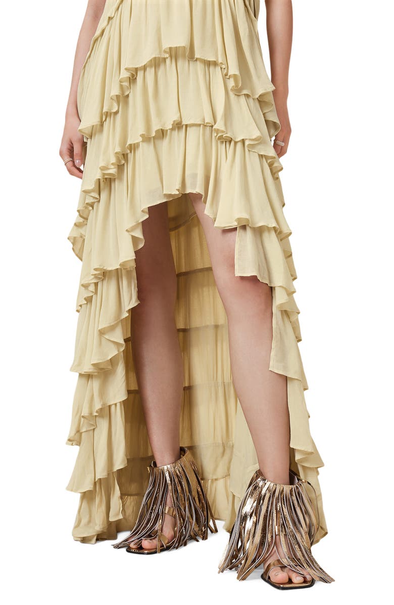 AllSaints Cavarly Tiered Ruffle High-Low Dress, Alternate, color, 