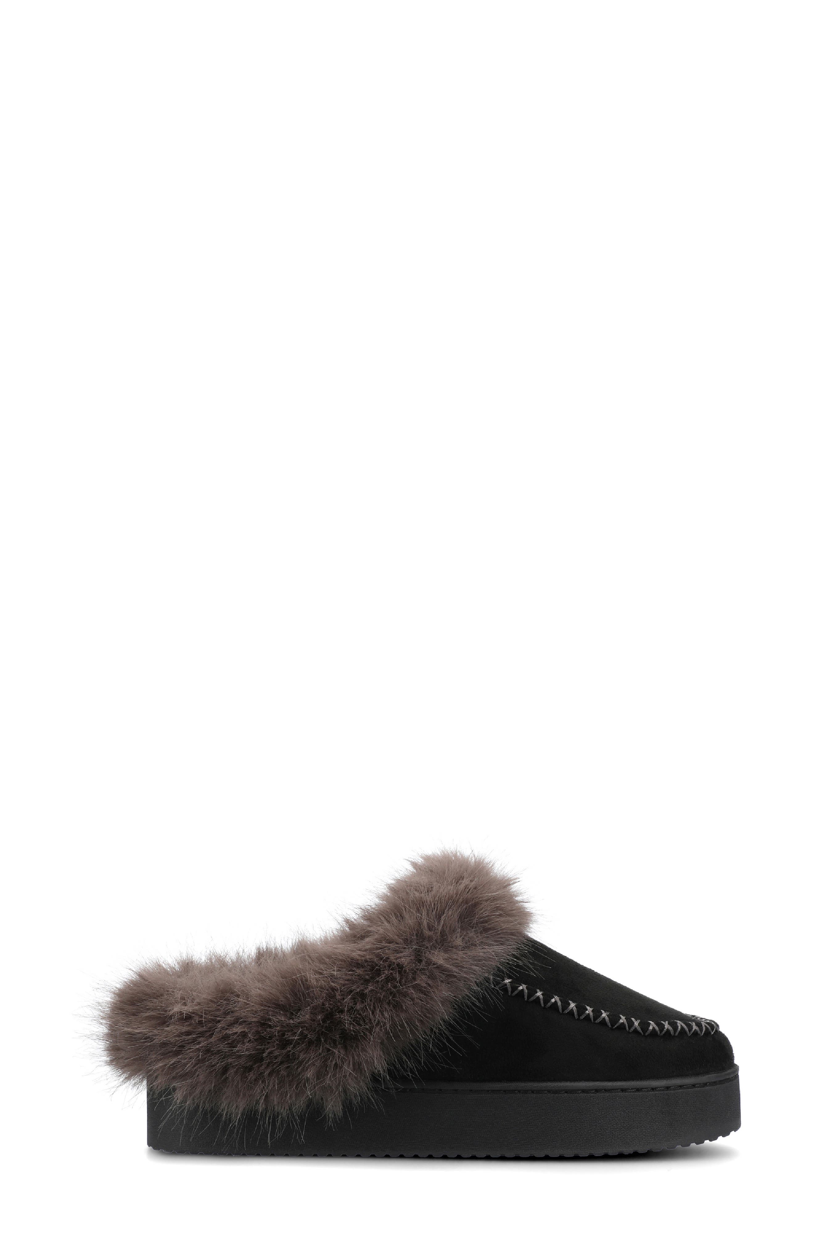 Journee Collection Taran Faux Shearling Lined Slipper, Alternate, color, Black