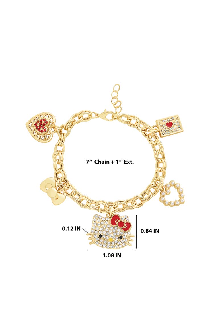Crystal Charm Bracelet with Iconic Charms, Alternate, color, Gold