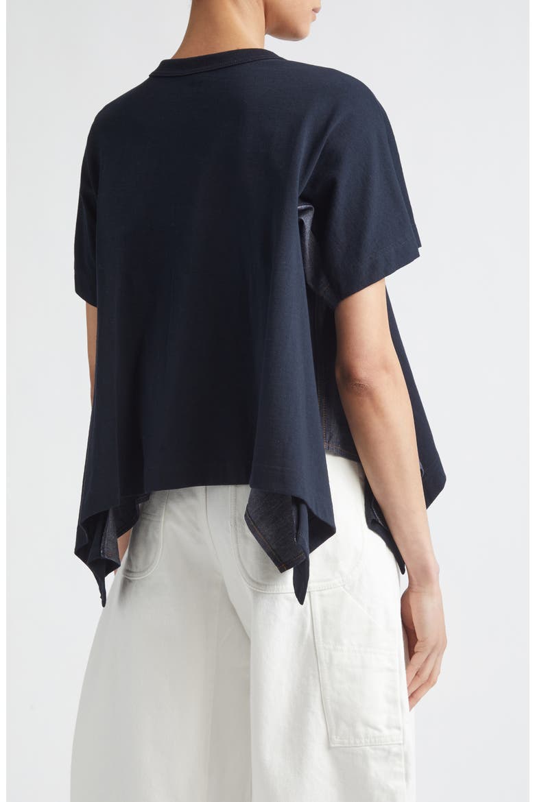 Lightweight Cotton Jersey & Denim T-Shirt, Alternate, color, NAVY/ BLUE