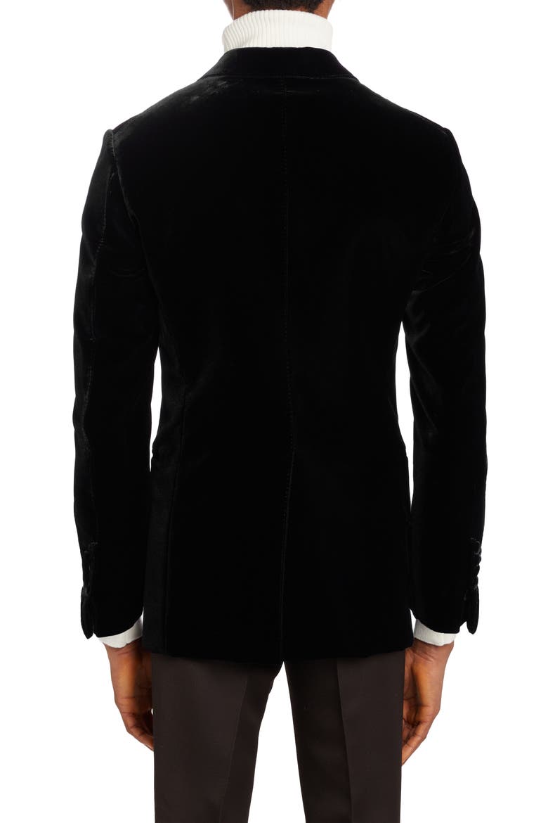 Shelton Fluid Velvet Cocktail Jacket, Alternate, color, BLACK