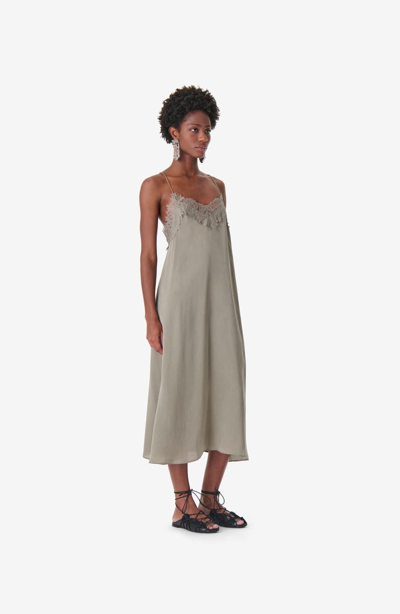 IRO Bailar Silk Dress, Alternate, color, Olive Green