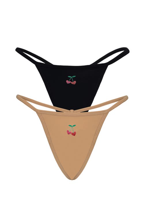 Cheeky Cherry 2-pack Leakproof Everyday Liner Ultra Smooth String Thong In Onyx/sienna