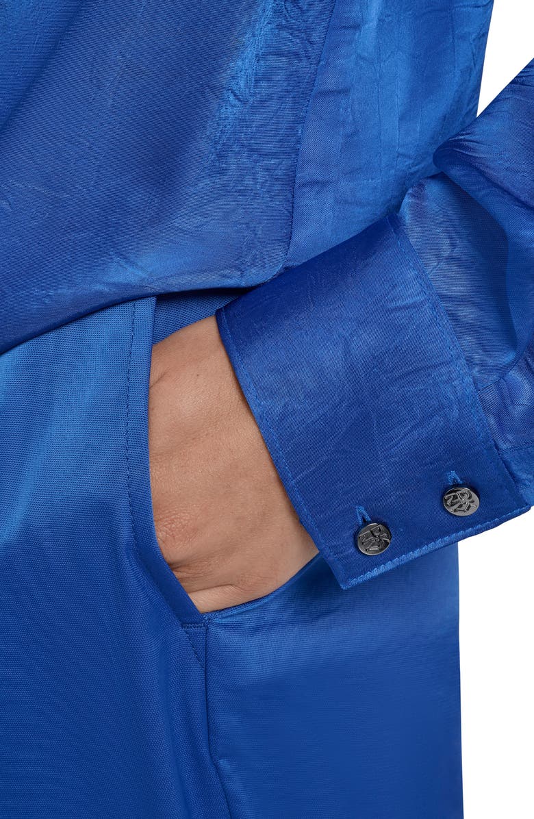 DKNY Twist Front Crinkle Satin Shirt, Alternate, color, Classic Blue