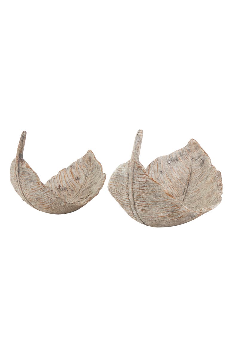 WILLOW ROW Leaf Set of 2 Decorative Bowls, Alternate, color, Champagne