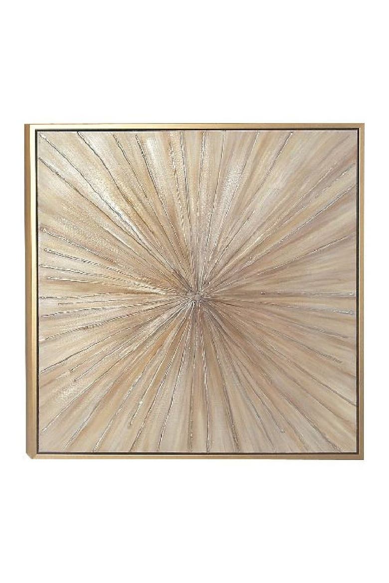 Brown Canvas Radial Starburst Framed Wall Art with Goldtone Frame, Alternate, color, GOLD