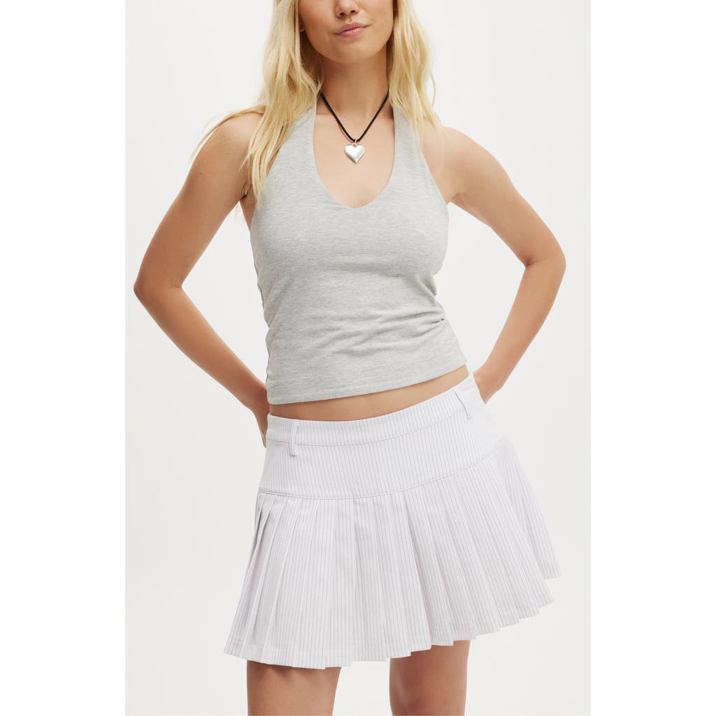 Cotton On Luis Suiting Pleated Skirt In White Pinstripe
