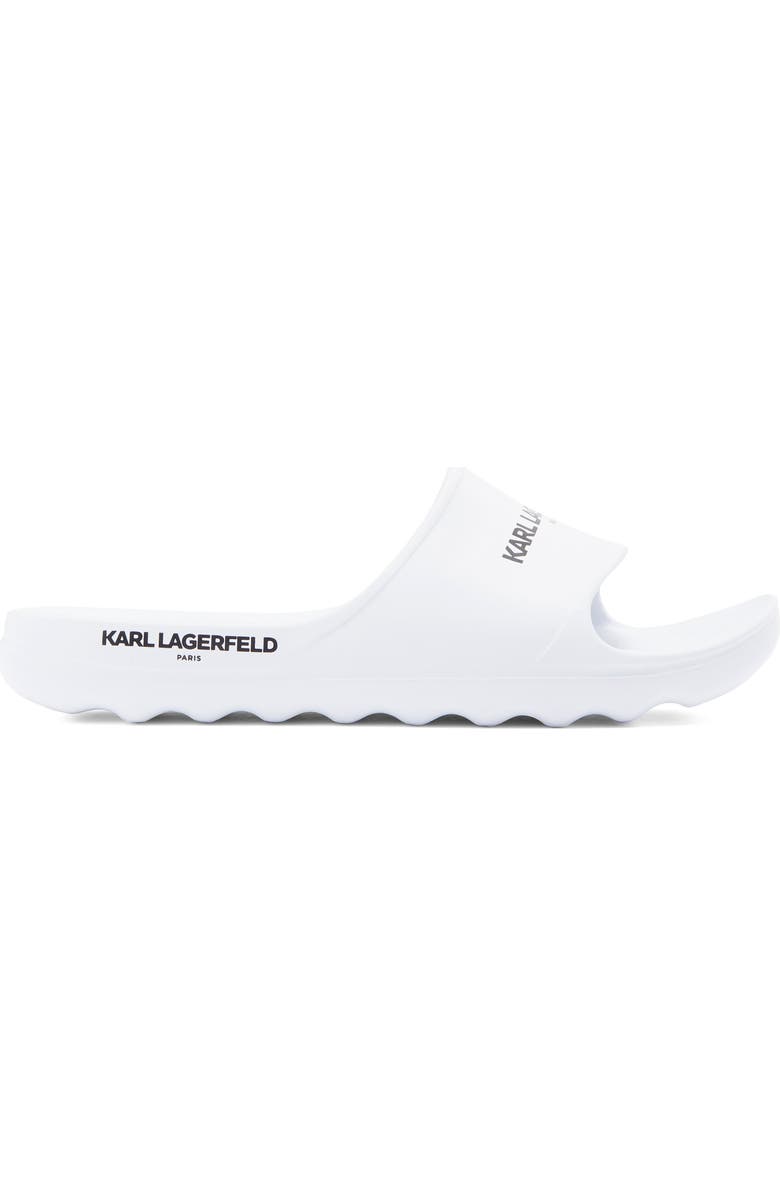 KARL LAGERFELD PARIS Block Logo Slide Sandal, Alternate, color, White