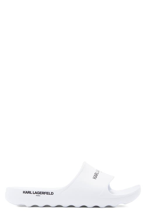 Karl Lagerfeld Block Logo Slide Sandal In White