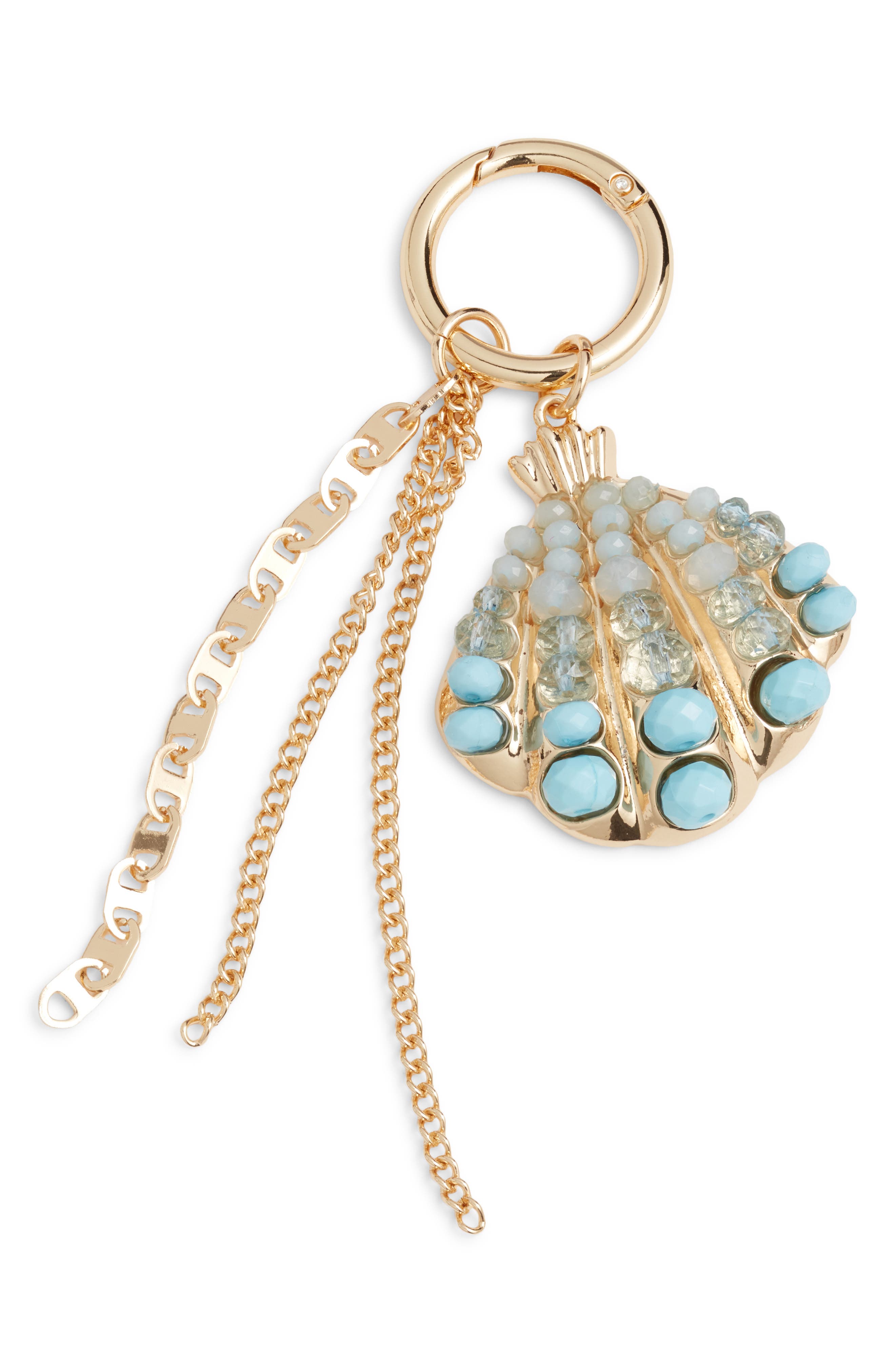 Chelsea28 Seashell Bag Charm, Main, color, Blue- Gold