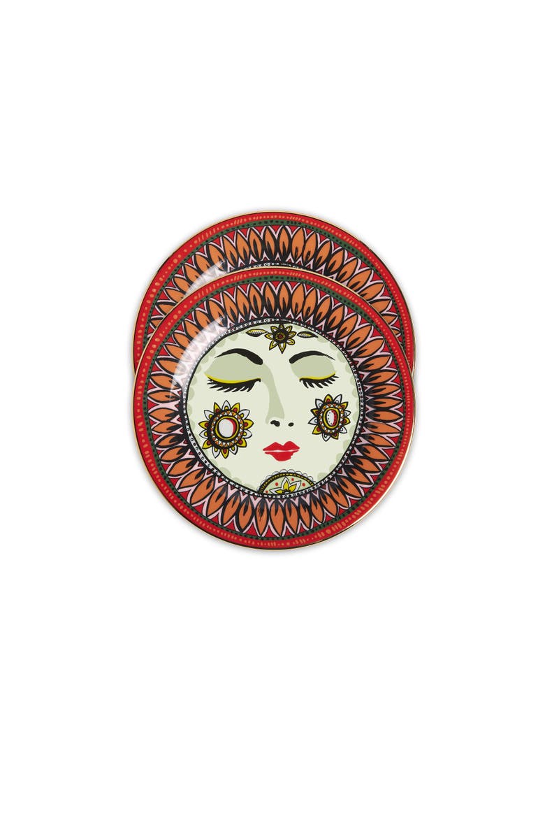 Dessert Plates Set Of 2 Sleeping Mother Orange, Alternate, color, Sleeping Mother Orange