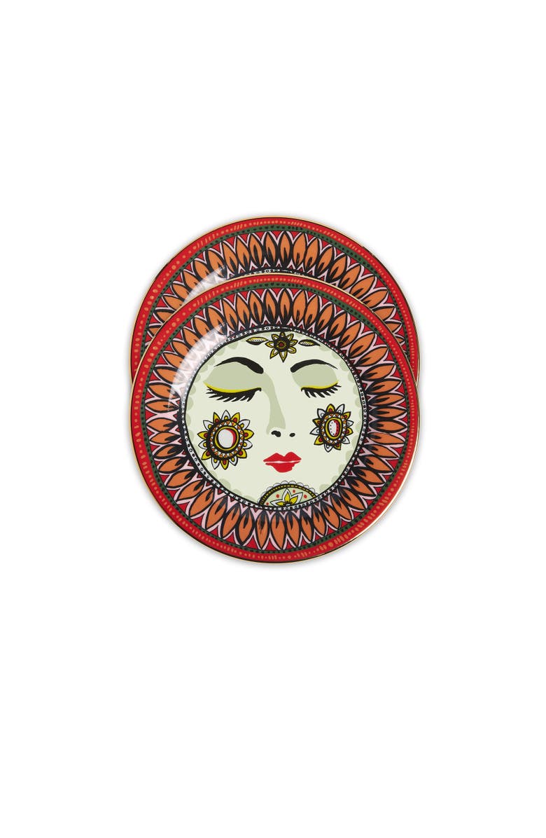 La DoubleJ Dessert Plates Set Of 2 Sleeping Mother Orange, Alternate, color, Sleeping Mother Orange