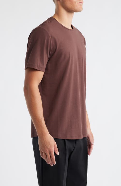 Open Edit Crewneck Stretch Cotton T-shirt In Brown