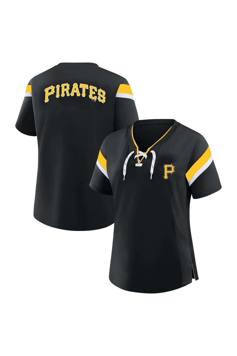 Women's Profile  Black Pittsburgh Pirates Lace-Up T-Shirt, Main, color, Black