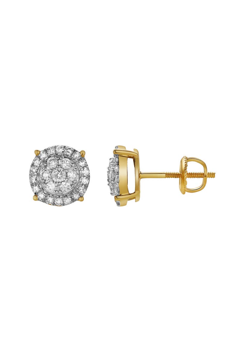 Aethra 10K Yellow Gold Cluster Diamond Unisex Earrings - 0.49 Cts, Main, color, 10K Yellow Gold