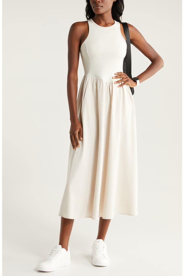 Effortless Hybrid Racerback Midi Dress, Alternate, color, MOONBEAM