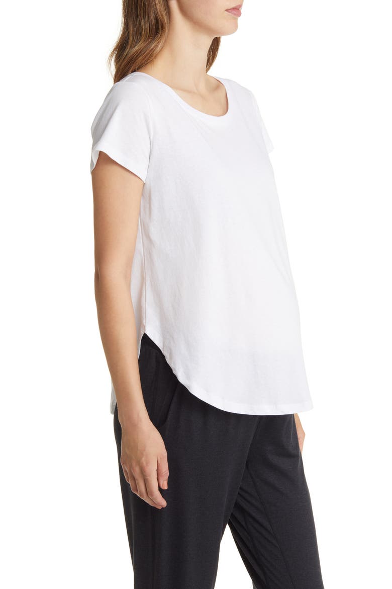 Short Sleeve Cotton Maternity T-Shirt, Alternate, color, WHITE