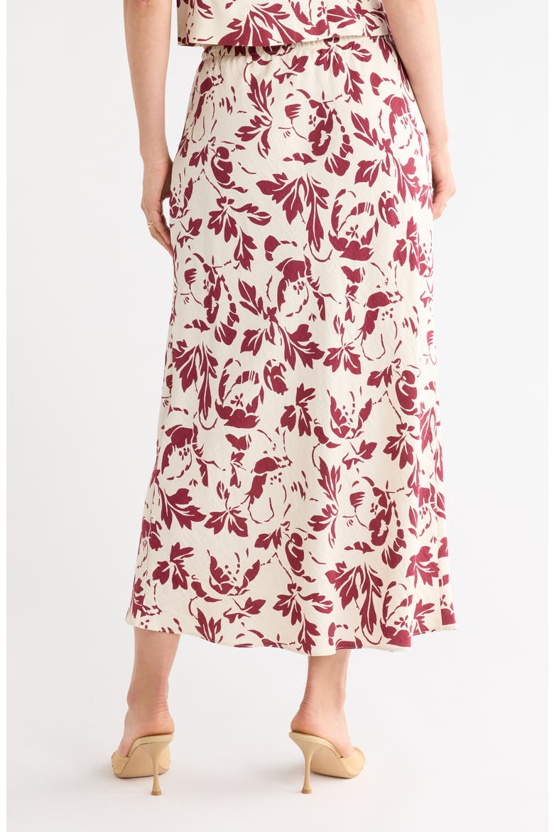 Drawstring Maxi Skirt, Alternate, color, IVORY- BURGUNDY BOWIE ABSTRACT