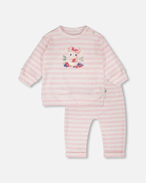 Cotton Jersey Stripes Top and Pants Set (Baby)