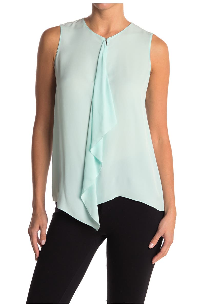 Elie Tahari Pernilla Silk Ruffle Sleeveless Blouse, Alternate, color, 