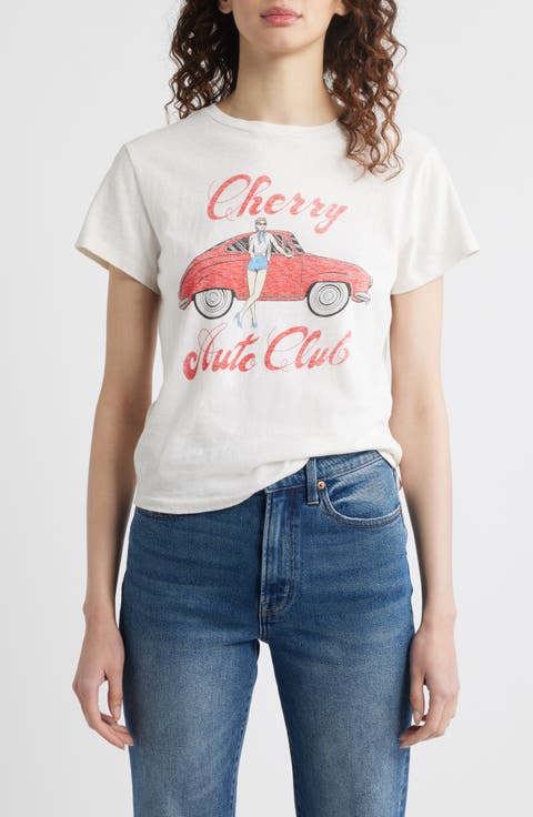 Cherry Auto Club Cotton Graphic T-Shirt