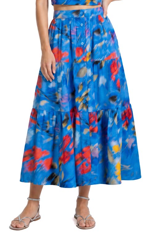Change Of Scenery Joanna Tiered Maxi Skirt In Blue