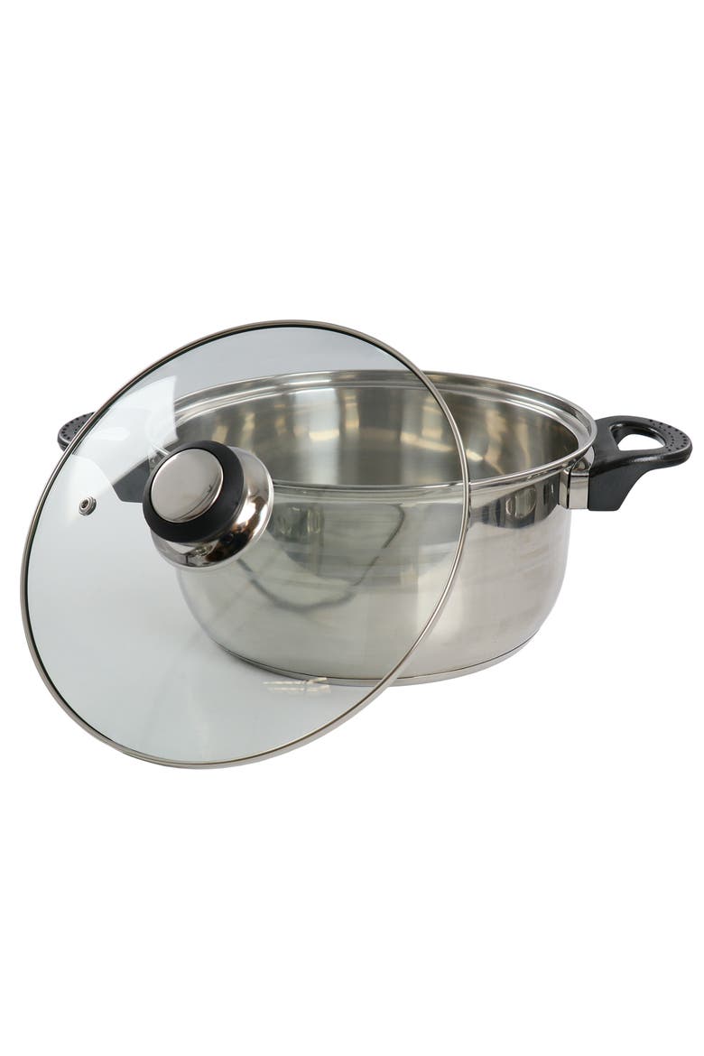 7 Piece Two Tone Polished Stainless Steel Cookware Set, Alternate, color, Silver