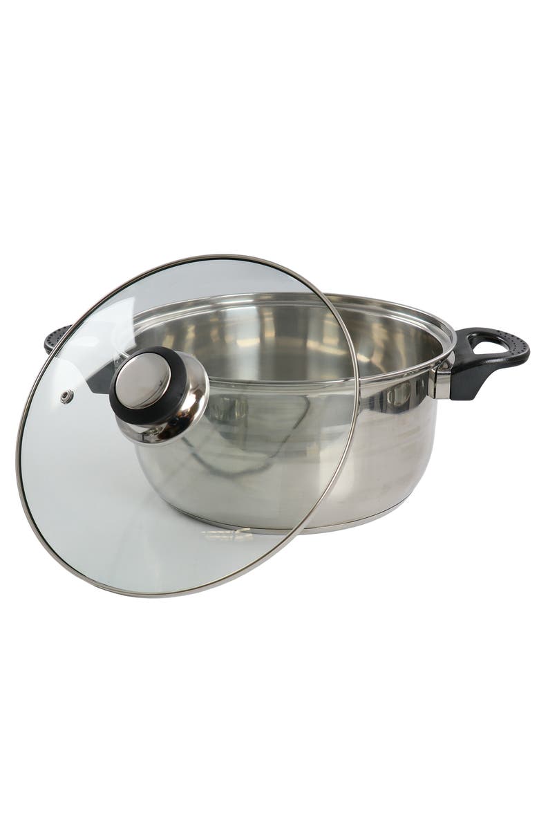 Gibson Home Lybra 7 Piece Two Tone Polished Stainless Steel Cookware Set, Alternate, color, Silver