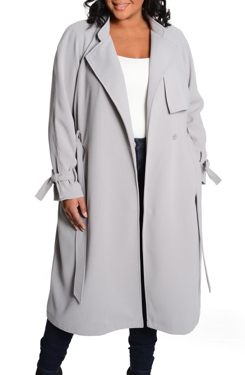 RACHEL Rachel Roy Luxe Crepe Trench Coat, Main, color,