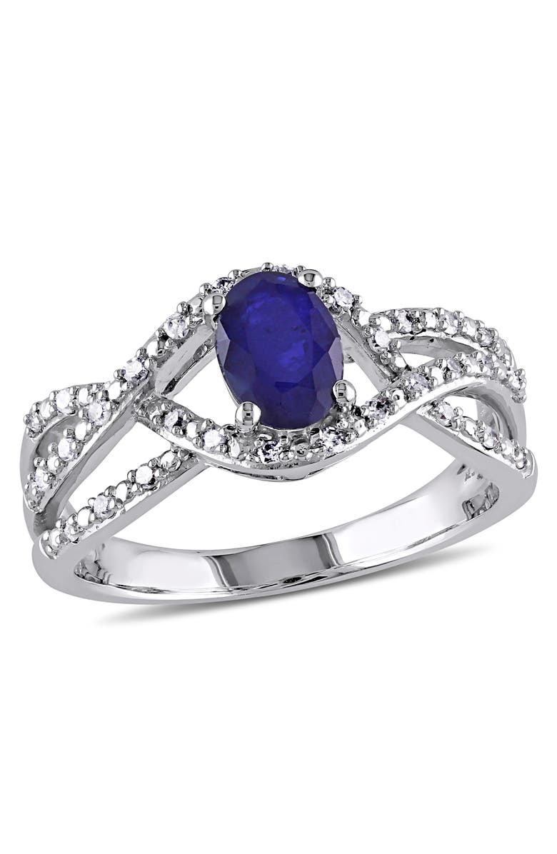 Julianna B. Diffused Sapphire & Diamond Ring 10k, Main, color, Sapphire